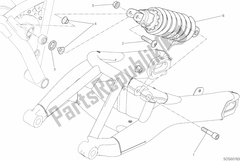 Tutte le parti per il Sospensione Posteriore del Ducati Scrambler Sixty2 Thailand USA 400 2018